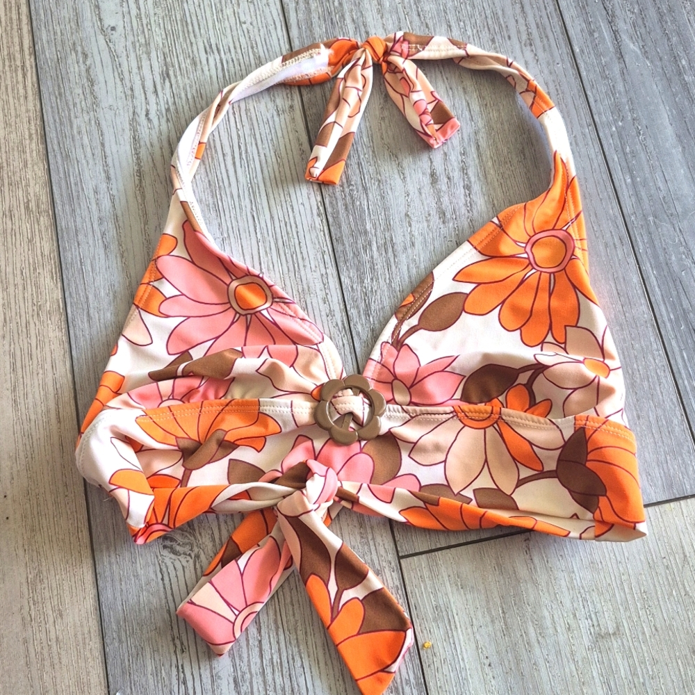 Floral Halter Top - Pink and Orange JR 15